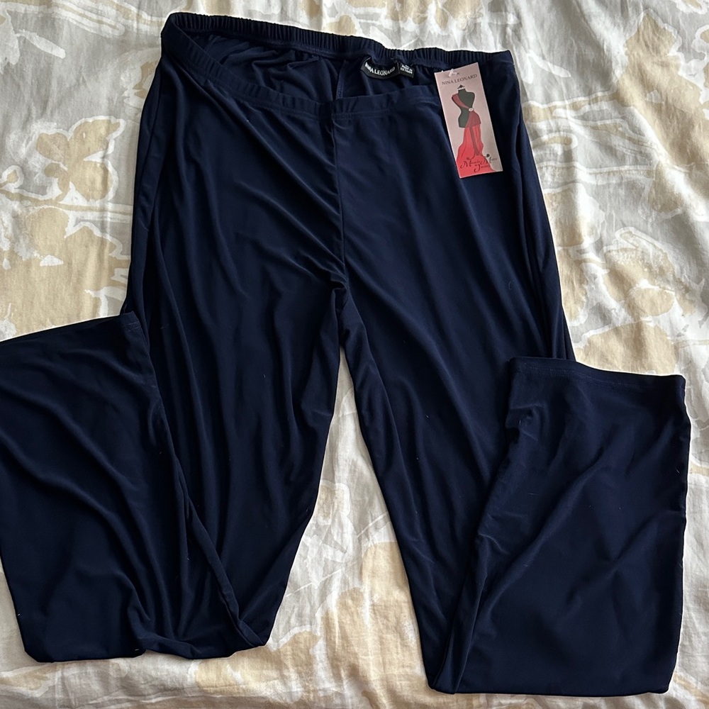 Nina Leonard Dark Blue Pull-on pants
